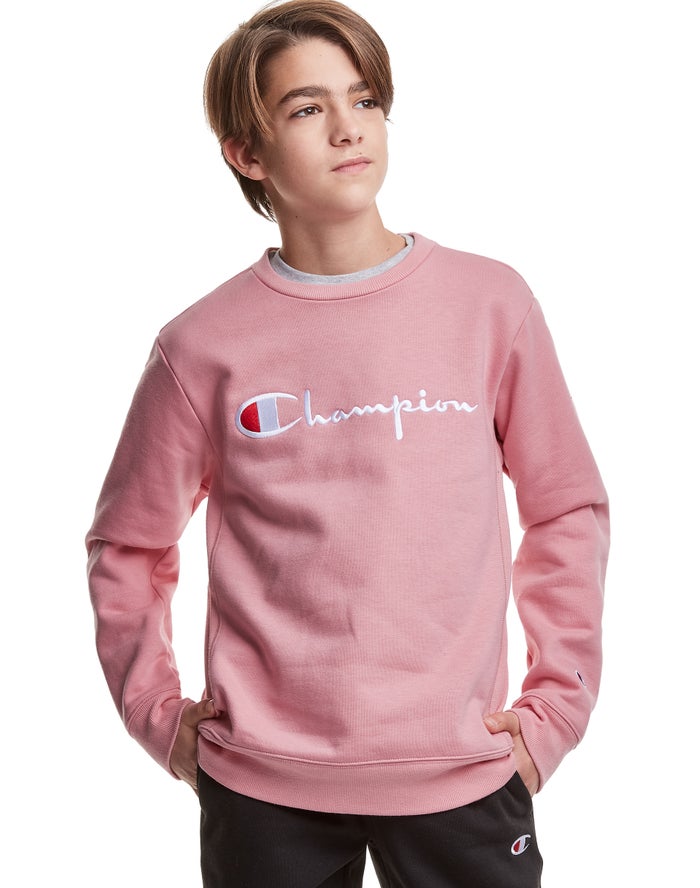 Champion Reverse Weave Fleece Crew Embroidered Logo Sweatshirt Jongens - Koraal - Belgie 9815SHFND